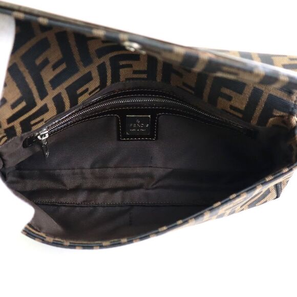 Authentic FENDI Mamma Zucca Baguette Tobacco Canvas Shoulder Bag Pochette Purse - Picture 6 of 9